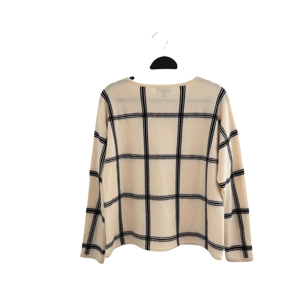 Charter Club Luxury 100% Cashmere Sweater M Cream Black Minimalist Basic - Picture 4 of 7